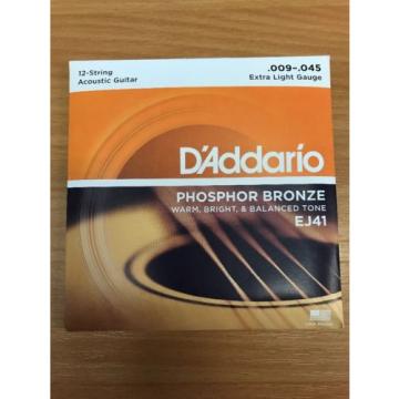D&#039;addario EJ41 12-String Phosphor Bronze AcousticGuitar Strings Extra Light 9-45