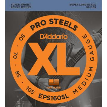 D&#039;Addario EPS160SL ProSteels Bass Guitar Strings, Medium, 50-105, Super Long  Sc