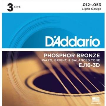 D&#039;Addario EJ16-3D Phosphor Bronze Light (.012-.053) Acoustic Guitar Strings