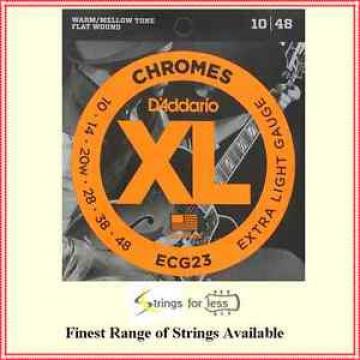 D&#039;Addario ECG23 Chromes Flat Wound Extra Light Electric Guitar Strings (10-48)