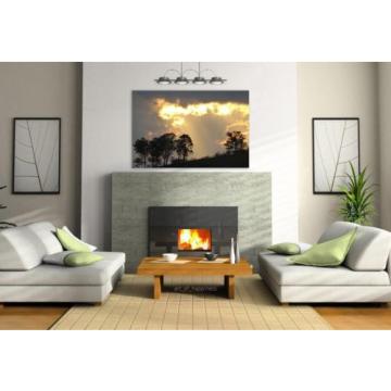 Stunning Poster Wall Art Decor Eventide Sunset Trees Flames 36x24 Inches