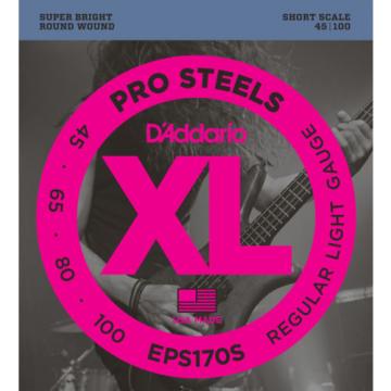 D&#039;Addario EPS170S ProSteels Bass Guitar Strings, Light, 45-100, Short Scale