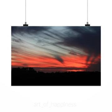 Stunning Poster Wall Art Decor Sunset Sky Eventide Clouds 36x24 Inches