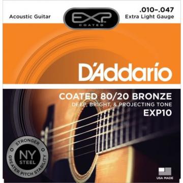 D&#039;Addario EXP10 Coated 80/20 Bronze Extra Light Ac