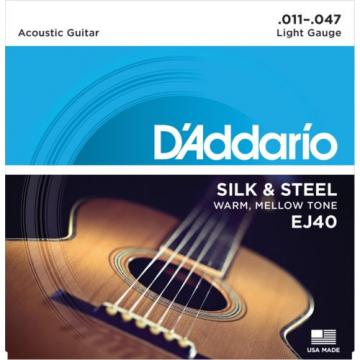 D&#039;Addario Guitar Strings  Acoustic  EJ40  Silk &amp; Steel Folk  11-47