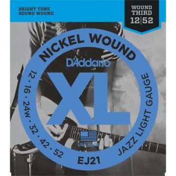 D&#039;Addario EJ21 Nickel Wound Electric Guitar Strings, Jazz Light, 12-52