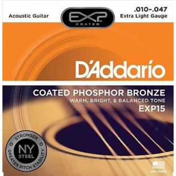 D&#039;Addario EXP15 EXP Coated Phosphor Bronze Acoustic Guitar Strings .010-.047 NEW