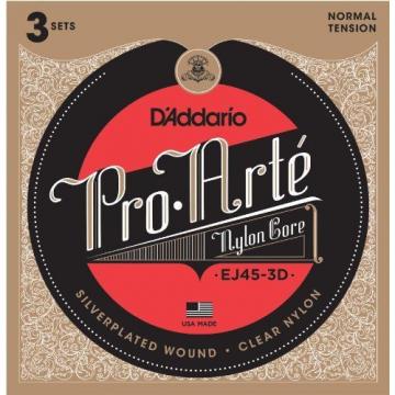 D&#039;Addario EJ45-3D Pro-Arte Nylon Classical Guitar Strings Normal Tension 3 Sets