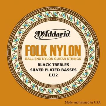 D&#039;Addario EJ32 Black Nylon Ball End Folk Guitar Strings