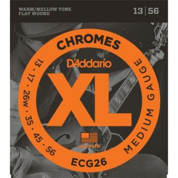 D&#039;Addario ECG-26 XL Chromes Flat Wound Electric Guitar Strings 13-56 medium