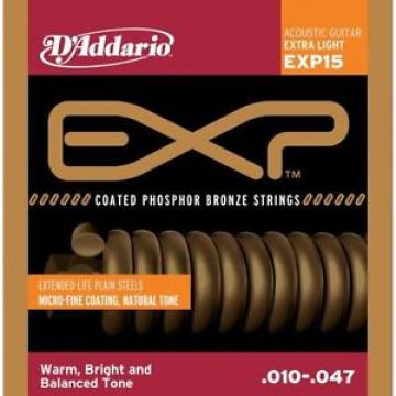 D&#039;Addario EXP15 Coated Phosphor Bronze Acoustic Strings, Extra Light