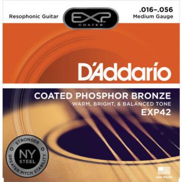 5 Sets D&#039;Addario EXP42 Coated Phosphor Bronze Guitar Strings Resophonic 16-56