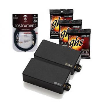 EMG Zakk Wylde Black Active Pickup Set + 3 Sets GHS GBM Strings + 20 ft Cable