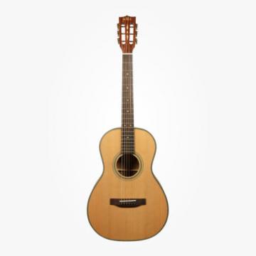 Kala Solid Cedar Top Parlor Acoustic Guitar Rosewood Fretboard Natural Satin