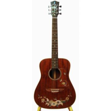 Antonio-Flower Inlaid Solidwood Mahogany 6 Strings Handmade Travel Guitar GT3258
