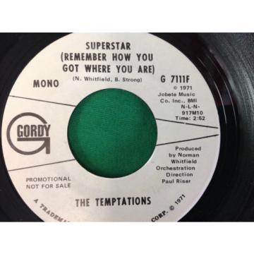 The Temptations Superstar 7&#034; 45RPM Record Single PROMO Mono/Stereo Piranha
