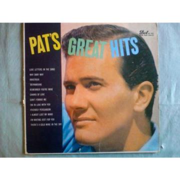 PAT BOONE PAT&#039;S GREAT HITS VINYL LP 1957 DOT RECORDS DLP-3071, MONO EX