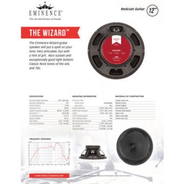 Eminence The Wizard 12&#034; Guitar Speaker Red Coat 8ohm 75W RMS 103dB Replacement