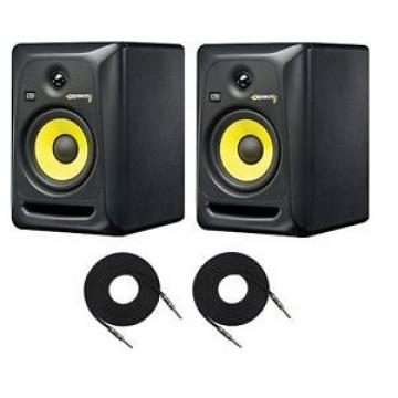 Pair of Black KRK Rokit 6 G3 73W 6&#034; Two-Way Active Studio Monitor 1/4 Inch Cable