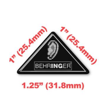 Behringer Triangular Black 1.25&#034;x1x1&#034; Chrome Domed Case Badge / Sticker Logo