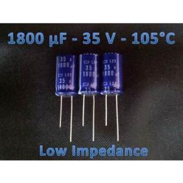 Elektrolyt-Kondensator Alu Elko 1800µF ( 1800uF ) 35V / 3 Stk. Radial / Low ESR