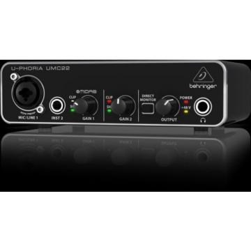 BEHRINGER U-PHORIA UMC22 2x2 USB audio interface for recording microphones