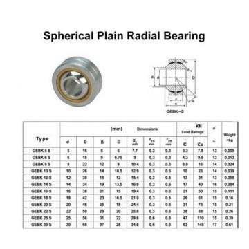 New GEBK8S PB8 Bearing Spherical Plain Radial Bearing 8x22x12mm ( 8*22*12 mm )