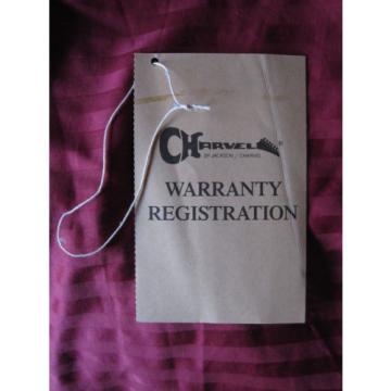vintage 1980s Charvel Jackson guitar warranty registration card hang tag manual