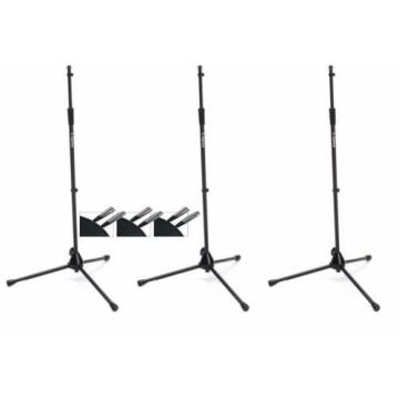 Lot of 3 MS9700 - Stage Professional Microphone Stands + 3 XLR 20&#039; Long Cables