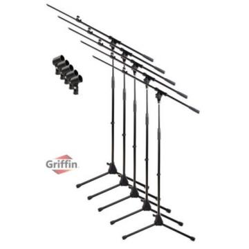 Microphone Stand with Boom Arm 5 Pack - Griffin Tripod Telescoping Studio Mic