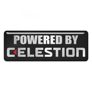 Powered By Celestion 4.25&#034;x1.5&#034; Chrome Domed Case Badge / Sticker Logo