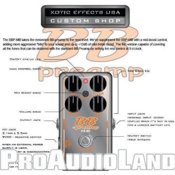Xotic Custom Shop BB Preamp with Mid Boost Effects Pedal Free Shipping NEW