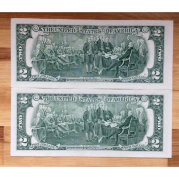 Two of 2009 USA $2 Two Dollar Paper Money Bank Note - No Tax