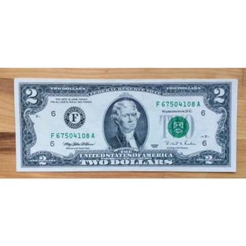 1995 USA $2 Two Dollar Paper Money Bank Note - No Tax