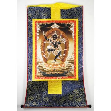 32 Inch Tibet Buddhist Thangka Wrathful Vajra Goddess Dakini Black Vajravarahi