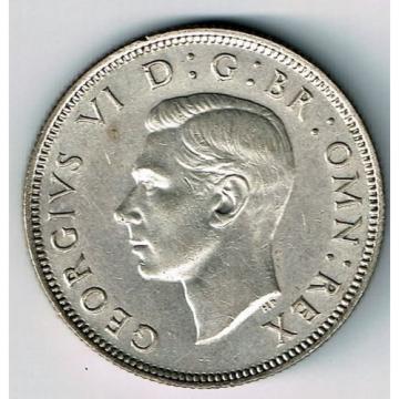 GREAT BRITIAN 1943 FLORIN TWO SHILLINGS GEORGE VI FOREIGN SILVER COIN NICE GRADE