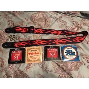 Planet Waves Fire Guitar Strap &amp; 4 Set Strings New
