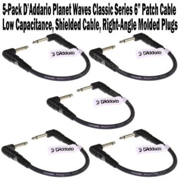 5-Pack Planet Waves 6&#034; Classic Right Angle Patch Cable Cord 1/4 Guitar D&#039;Addario