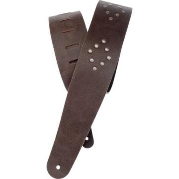 D&#039;Addario Planet Waves Blasted Leather Guitar Strap Brown Riveted Diamonds