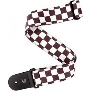D&#039;Addario Planet Waves Guitar Strap - leather end ; Black &amp; White Checkerboard