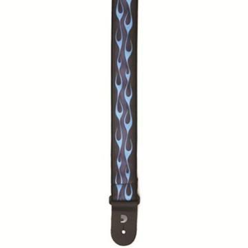 Planet Waves Woven Guitar Strap - leather end ; Hotrod Flame Blue