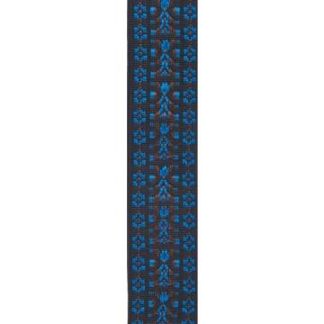 Planet Waves 50G05  Guitar Strap Hootenanny Blue/Black + White Leather Ends