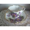 Salisbury England EVENTIDE BONE CHINA TEA CUP &amp; SAUCER Purple Floral Pattern