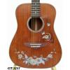 Flower Inlaid-Solidwood Mahogany 6 Strings Handmade Travel Acoustic Guitar 3257 #1 small image