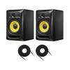 Pair Black KRK Rokit 8 G3 100W 8&#034; Two-Way Active Studio Monitor 1/4 Inch Cable