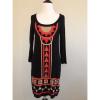 H&amp;M Tribal Aztec Geometric Radial Print Knit Sweater Tunic Mini Dress Black XS #1 small image
