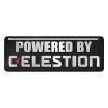Powered By Celestion 4.25&#034;x1.5&#034; Chrome Domed Case Badge / Sticker Logo #1 small image
