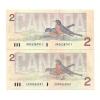 2 x 1986 CANADA TWO DOLLAR BANK NOTES #1 small image
