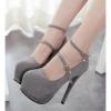 Womens Suede Round Toe High Platform Heels Stilettos Double Buckle Strap G457 #1 small image
