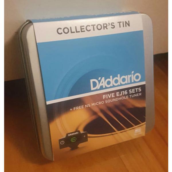 D&#039;Addario EJ16. 5 sets in Collectors Tin + Micro Sound Hole Tuner! Gauge: 12-53 #1 image